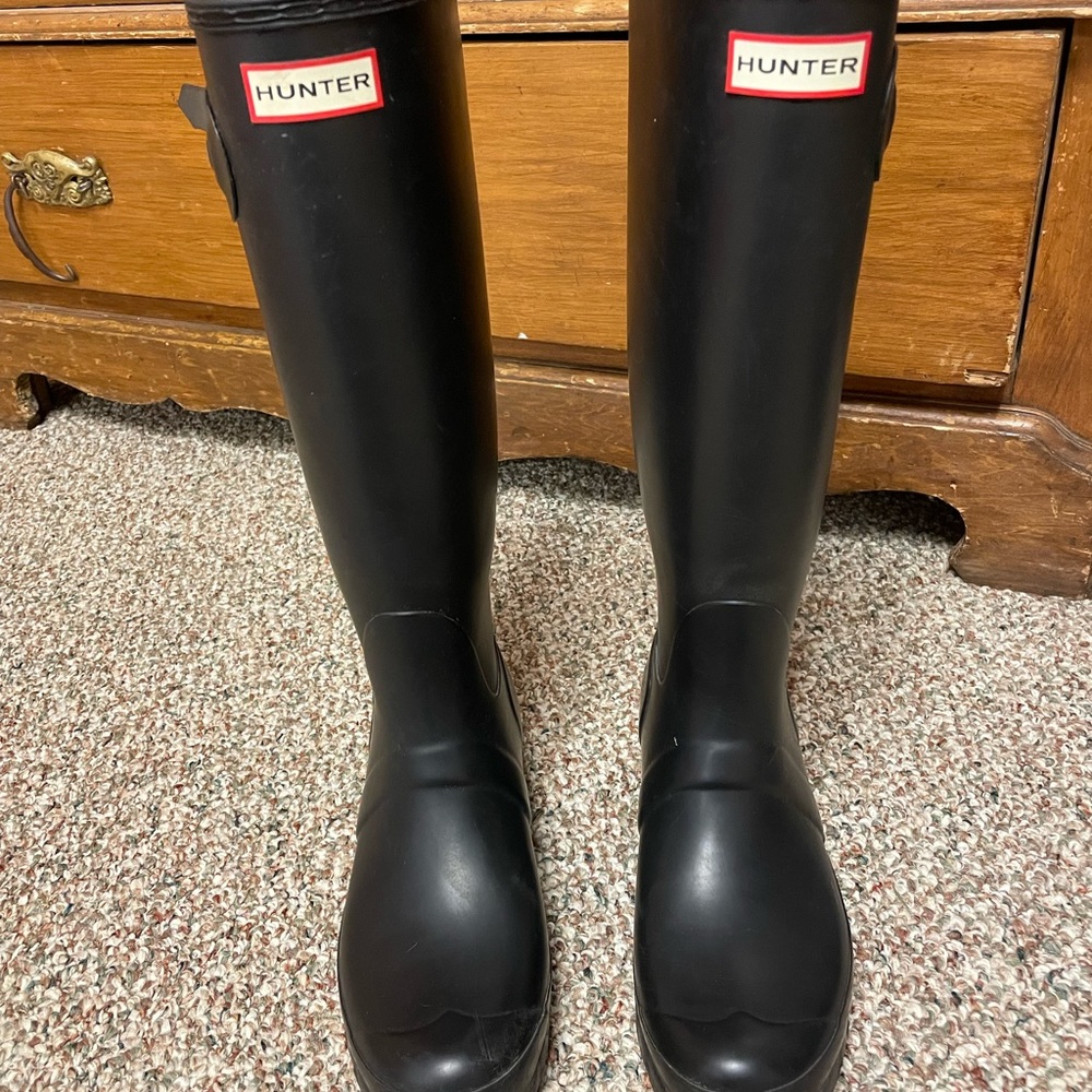 Tall Hunter Boots with socks